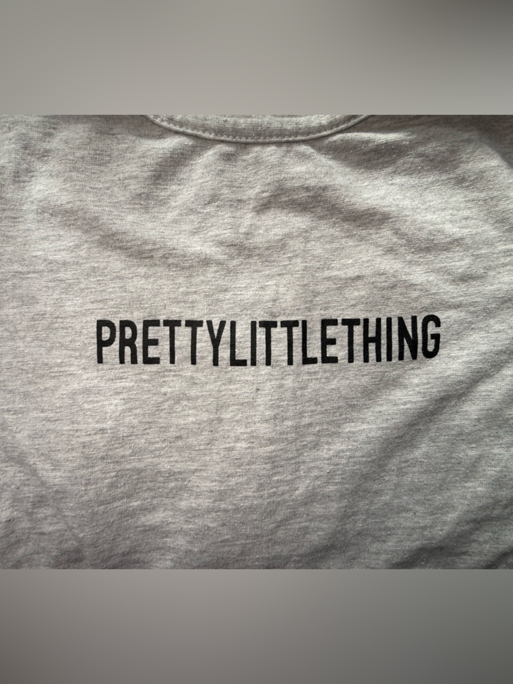 PrettyLittleThing Heather Gray Logo Bodysuit - Picture 2 of 6